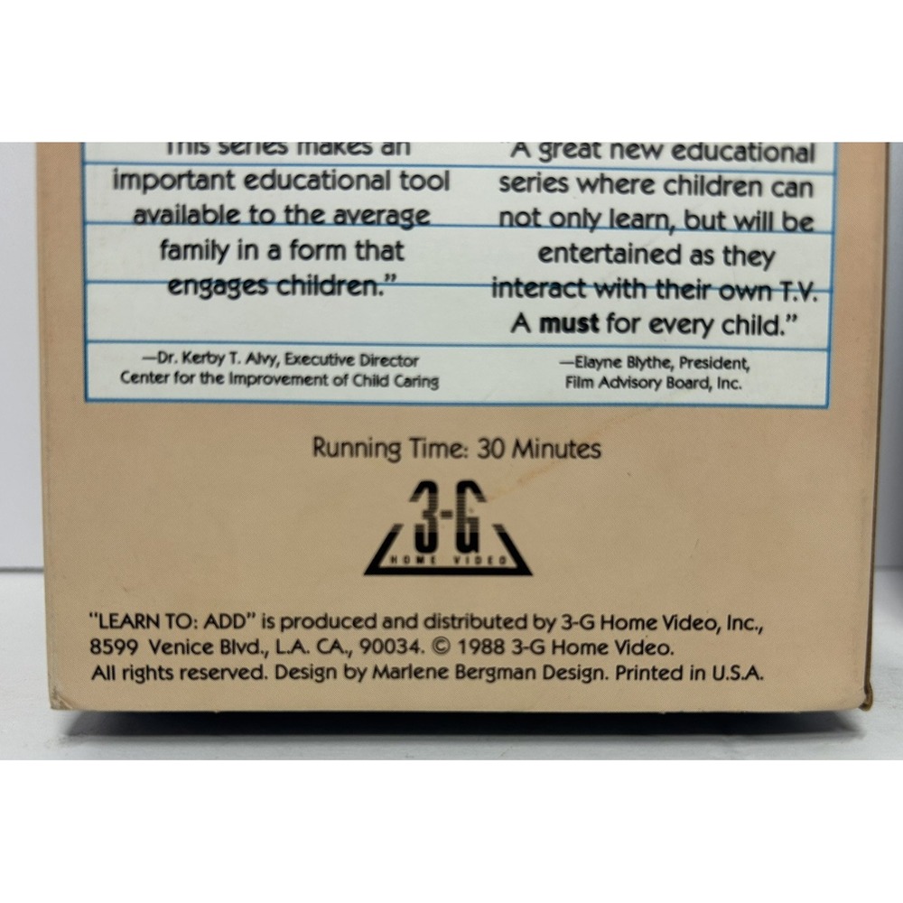 Learn To Add & Subtract Home Video Educational Series VHS Cassette Tape - Picture 5 of 10
